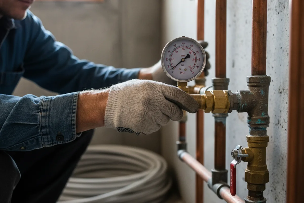 Pressure testing a repaired line during Water Line Repair in Camas